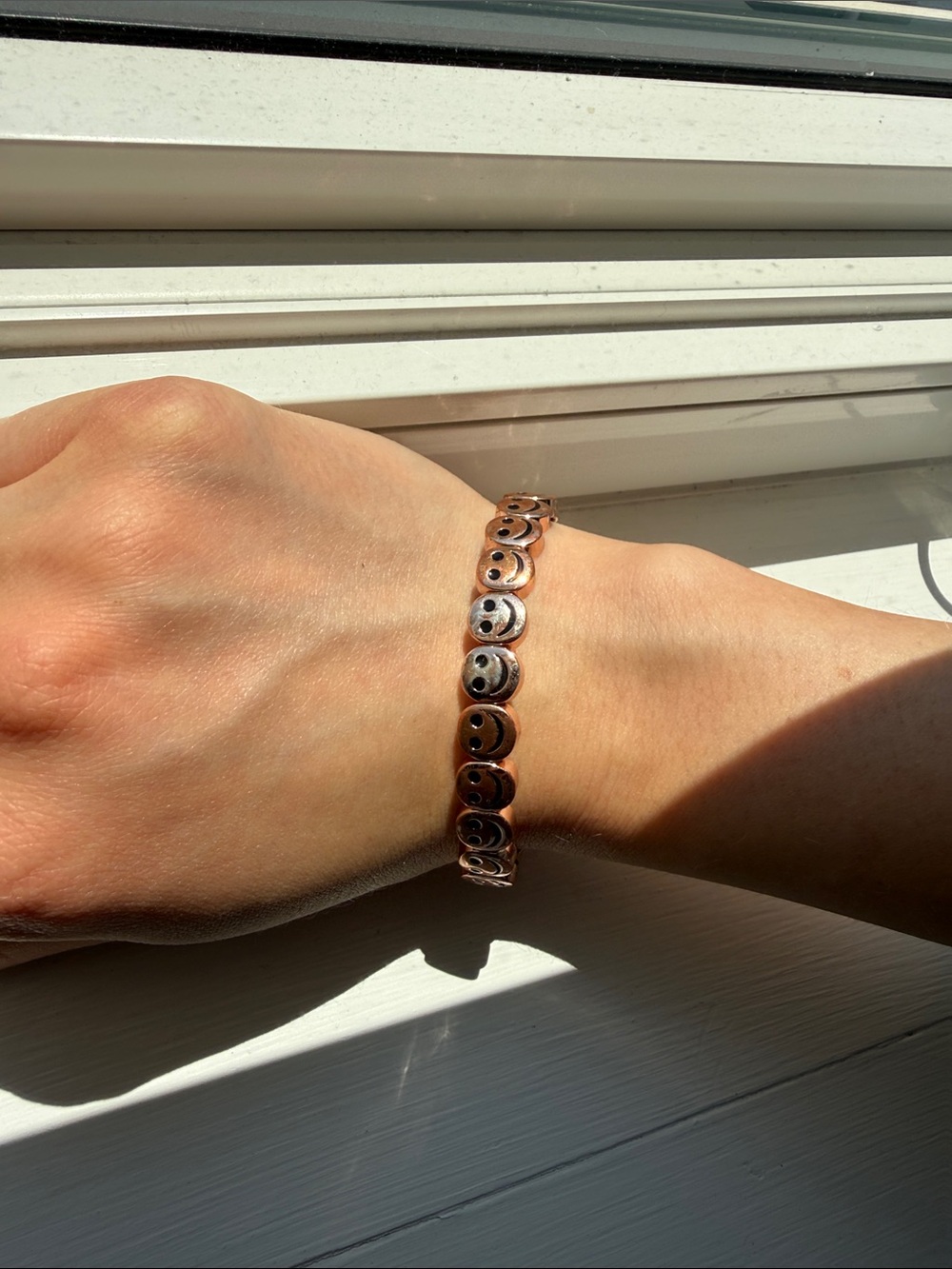 Rose Gold Smiley Face Link Bracelet - LISA GOZLAN Women Jewelry